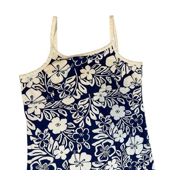 Old Navy Hibiscus Navy Cotton Strap Short Hawaiian Dress Size Girls 14 Tropical - Picture 3 of 5